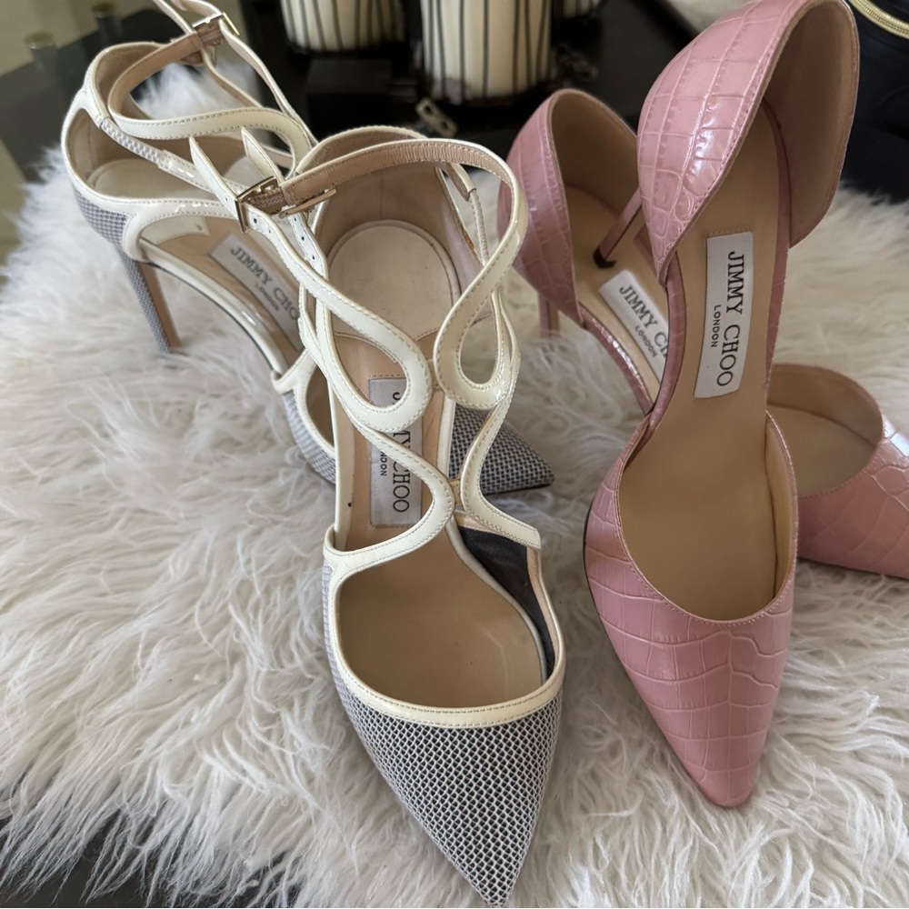 Jimmy Choo Pink and White Women's Heels